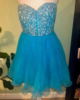 NWT Narianna Corset Back Blue Strapless Tulle Babydoll Dress Photo 0