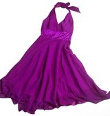 Donna Ricco New York Silk Satin Halter Flow Magenta Wedding Guest Cocktail dress Photo 0