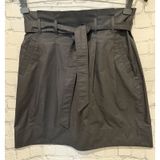 Ann Taylor Belted Pleated Skirt Women's Size 2 Black Elastic Waist Cotton Photo 0