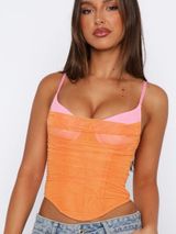 White Fox XL NEW Heavenly Hour Bustier Cami Orange Pink Rave Nightclub Photo 0