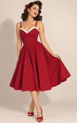 Stop Staring! Alicia Estrada Pinup Red Polka Dot Rockabilly Swing Dress Sz M Photo 0
