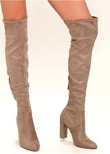 Steve‎ Madden Taupe Over-The-Knee Block Heel Suede-Look Boots Size 7.5 Photo 0