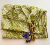 Sete di Jaipur Scarf Women OS Green Paisley‎ Silk Tassel Bead Fringed Photo 0