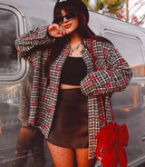 BDG Dani Black & White Plaid Button-Up Shacket‎ bows size medium Photo 0