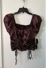 Almost Famous Satin Brown Top Photo 0