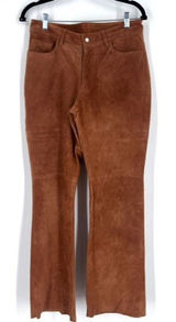 Vintage Express World Brand Women's Genuine Leather Suede Pants Brown Size 7/8 Photo 0