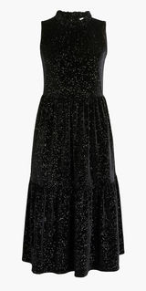 J.Crew Shimmer Velvet Sleeveless Midi Dress Size 12 Black BV968 Photo 0
