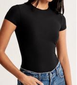 Abercrombie Crewneck Short Sleeve Bodysuit Black Medium Photo 0