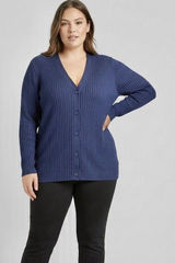 Lane Bryant Ribbed V-neck button-front Cardigan Sweater Long Sleeve Sz 14/16 1X Photo 0