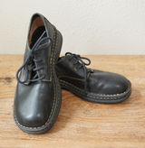 Born Women's Size 9.5 Oxford Black Leather Lace Up Contrast Stitch Square Toe Photo 0