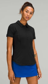 Lululemon Quick Drying Short Sleeve Polo Shirt Black Active Golf Tennis Womens 8 Photo 0