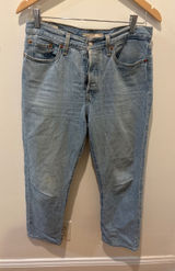 Levis Wedgie Straight Light Wash High Rise Button Fly Cotton Jeans Size 28 Photo 0