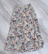 Sag Harbor Vintage Floral Button Front Midi Skirt Cream Rayon Cottagecore Large Photo 0