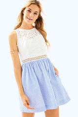 Lilly Pulitzer Alvia Shift Dress in Bennet Blue Yarn Dyed Stripe Seersucker Photo 0