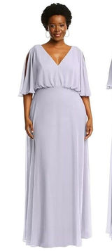 After Six Style 1565 Silver Dove Chiffon Flutter Sleeve‎ V Neck Maxi Dress 6R Photo 0