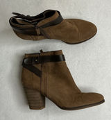 Franco Sarto Dotty Brown Ankle Boots Leather Wrap Buckle Block Heel 9.5M Photo 0