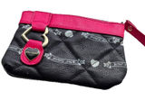 Betsey Johnson Quilted Heart Wristlet Wallet – Black & Pink Y2K Era‎ Photo 0