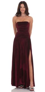 Lucy in the Sky Dress Maxi Velvet Wine Photo 0