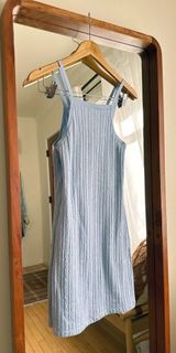 ZARA Cable Weave Bodycon Knit Mini Dress Square Neck in Light Blue Women's Small Photo 0
