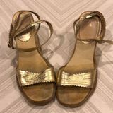 Michael Kors Gold Ankle Strap Sandal Wedges Size 7 Photo 0