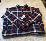 Alpine Design Women's Sherpa‎ Lined Flannel Full Zip Jacket Navy Red Cream NWT Photo 0