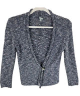 J. Jill Gray Speckled Long Sleeve‎ V-Neck Cotton Knit Button Front Cardigan Sz M Photo 0