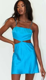 Princess Polly Mini Dress Women 12 Blue Cutout Satin Party Clubwear Strappy Photo 0
