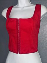 Sexy Red Corset Style Crop Top Lace Up Bow women’s size Small Photo 0