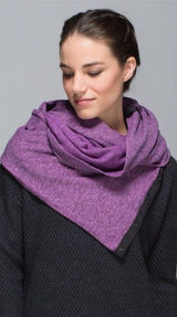 Lululemon Vinyasa Scarf Mini Check‎ Pique Ultra Violet Black Purple Rulu Wrap Photo 0