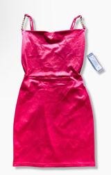 💖 NWT Planet Gold Small Hot Pink Satin Gold Chain Strap Dress 💖 Photo 0