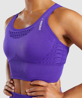 Gymshark Energy Seamless Crop Top Sports Bra Womens‎ M Purple Strappy Workout Photo 0