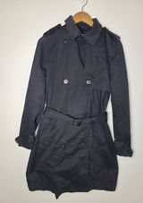 Vtg Gap Wm Med Black Double Breasted Belted‎ Trench Coat Jacket Minimalist Quiet Photo 0