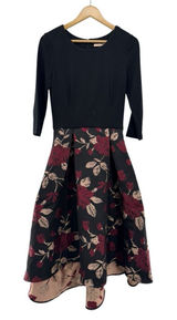 Hutch Black 3/4‎ Sleeve Floral Jacquard High Low Ball Gown Dress Size 2 Cocktail Photo 0