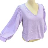A New Day S V-Neck Puff Sleeve Gauze Blouse Lavender Pastel Boho Spring Feminine Photo 0