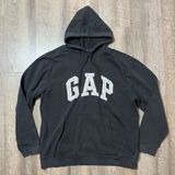 Vintage Y2k‎ GAP Big Spell out Embroidered Black Hoodie Pullover Womens XL Photo 0