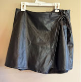 Ci‎ Sono Black Faux Leather Wrap Skort Tie Front Mini Skirt Style Black L Photo 0