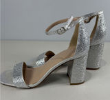 Kelly & Katie Silver Caital Sandal 9M 3 inch Rhinestone‎ Ankle Strap HoCo Prom Photo 0