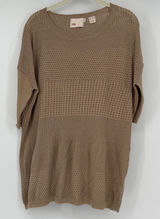Anthropologie YOON Cotton Cashmere Open Knit Tunic Sweater S Beige Lagenlook Photo 0