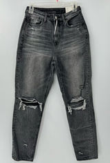 American Eagle highest rise mom jeans size 4 NWT grey distressed denim Photo 0