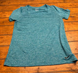 Nike Dri Fit Womens T Shirt Teal Heathered Short Sleeve Athletic Top Size M Photo 0
