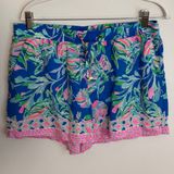Lilly Pulitizer Katia Mid Rise Shirts Blue Fancy Fins size large‎ Photo 0