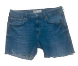 Zara The Skinny Denim Shorts Medium Wash Blue Raw Hem Womens Size 10 EUR 42‎ Photo 0