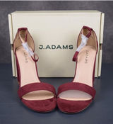 J. Adams Shirley Wine Suede Ankle Strap Block Heel Sandals Size 10 New in Box Photo 0