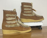 Vintage 70s Snowland Faux Fur‎ Boots Size 8 Sherpa Lined Lace Up Retro Winter Photo 0