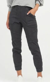 Spanx Grey Stretch Twill Cargo Joggers Pants Elastic Waistband Size Medium Photo 0