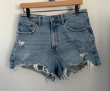 Abercrombie & Fitch 30/10 Curve Love Mom High Rise Shorts Denim Distressed Photo 0
