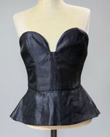 NWT Minty Meets Munt‎ XS Black Satin Peplum Bustier Corset Top Paloma Goth Sleek Photo 0