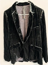 Anthropologie Alessia Velvet Blazer Jacket Womens S Emerald Green Crushed Velvet Photo 0