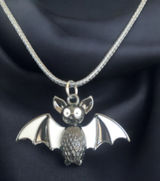 Gothic Black & White Bat Pendant Spooky‎ Season Necklace Photo 0