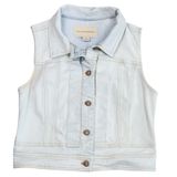 Pilcro and the Letterpress Denim Vest Women Medium Light Wash Blue Stretch Crop Photo 0